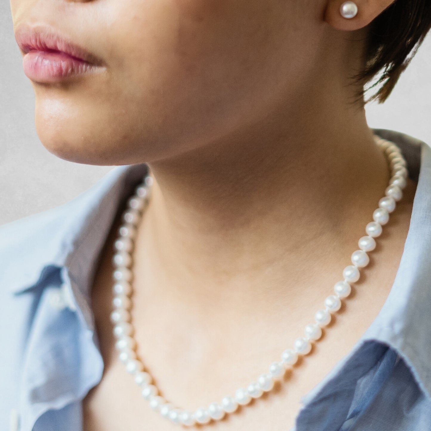 Classic Pearl Necklace and Earrings Set