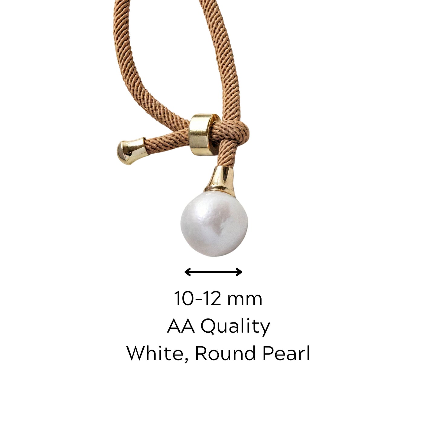 White Pearl  on Camel Color  Rope Necklace