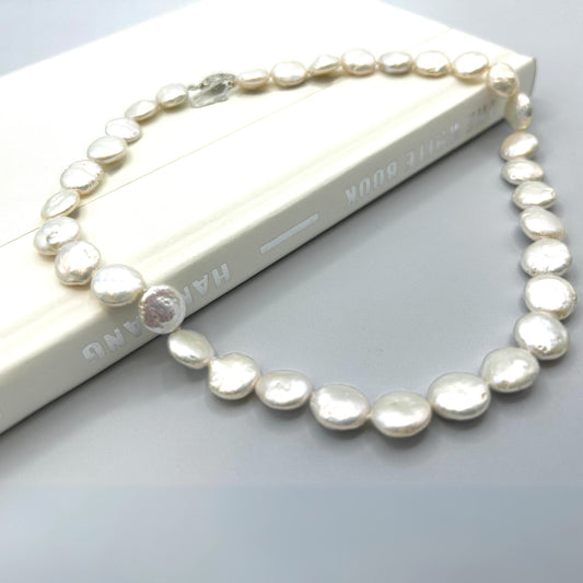 White Coin Pearl Necklace